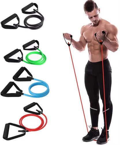 5 Levels Resistance Hot Yoga Pull Rope Bands Handles Elastic Sports Bodybuild Home Gym Workouts Muscle Training Rubber Tube Band